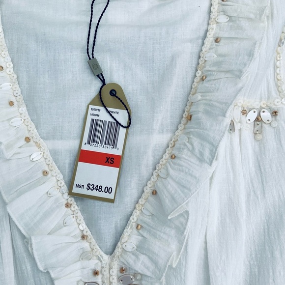 Max Studio White Mini Dress XS  Embroidered Fairy Whimsical Spring - Picture 3 of 5